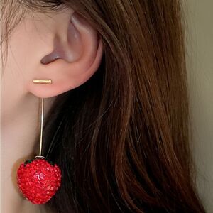 Zara Sparkly strawberry Drop earrings | NWOT